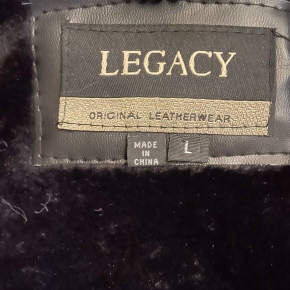 Vintage 1990s Legacy Original 100% Leather & Flur Women's Jacket Coat (Size L) - Picture 8 of 16